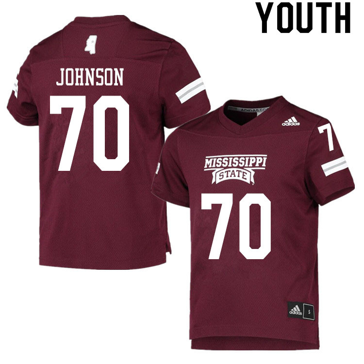 Youth #70 Ramble Johnson Mississippi State Bulldogs College Football Jerseys Sale-Maroon